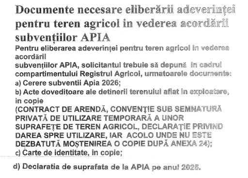 Documente necesare eliberare adeverinta apia 2026
