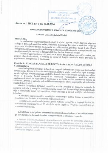 PLAN DE DEZVOLTARE  A SERVICIILOE SOCIALE